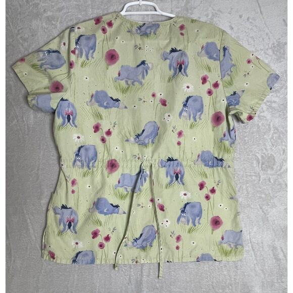 Eeyore nursing scrub top Disney womens size medium Tie Back - Picture 3 of 8